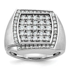 14k White Gold Mens Polished and Satin Cluster Ring Mounting, Mounting Only