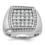 14k White Gold Mens Polished and Satin Cluster Ring Mounting, Mounting Only