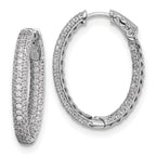 Sterling Shimmer Sterling Silver Rhodium-plated 208 Stone PavÃƒÆ’Ã‚Â¢ÃƒÂ¢Ã‚â€šÃ‚Â¬Ãƒâ€¦Ã‚Â¡ 1.5mm CZ In and Out Oval Hinged Hoop Earrings