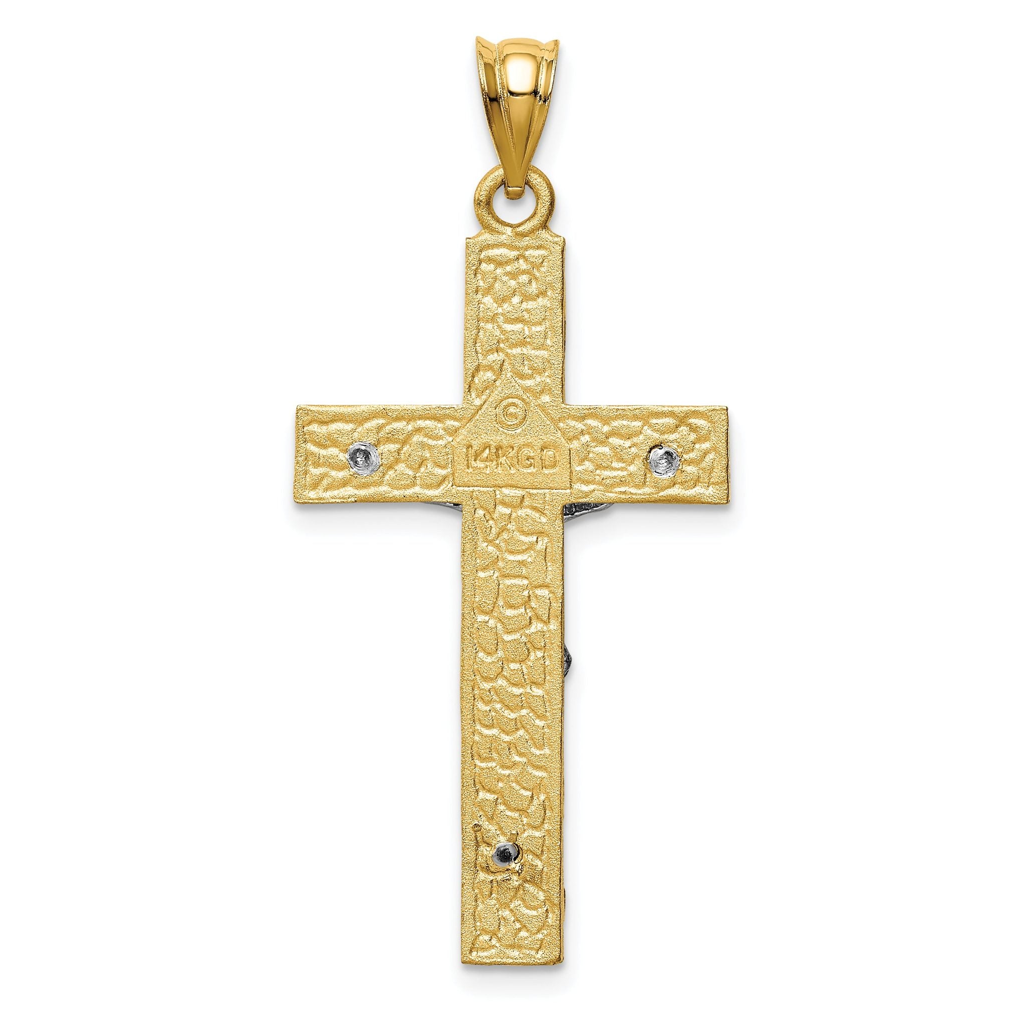 14k Two-tone INRI Crucifix Pendant