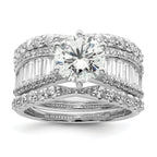Sterling Silver Polished Rhodium-Plated Cubic Zirconi Trio 3 Ring Set