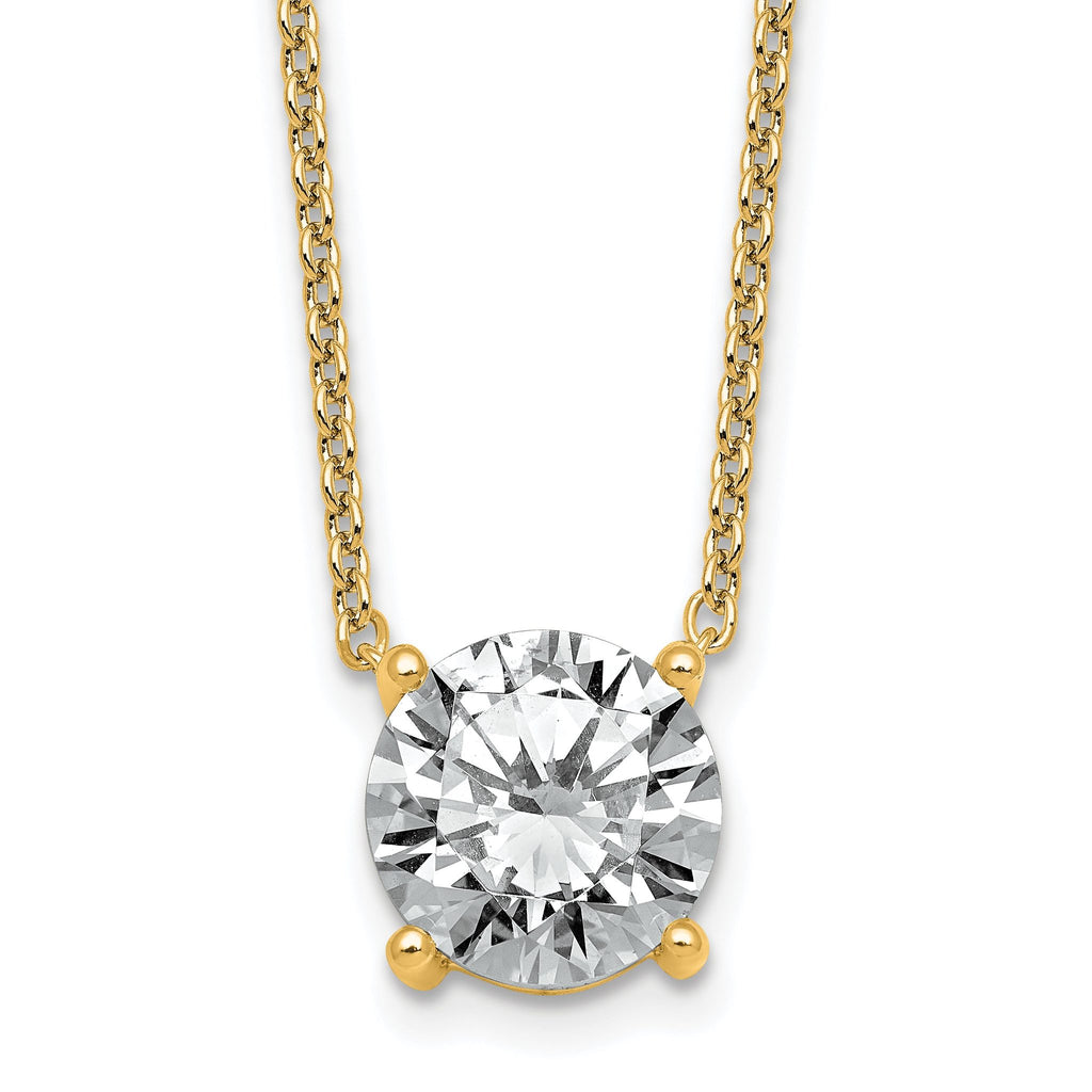 14k 4 carat Certified Lab Grown Diamond VS+ F+ Round Complete Four Prong 18 inch Solitaire Necklace