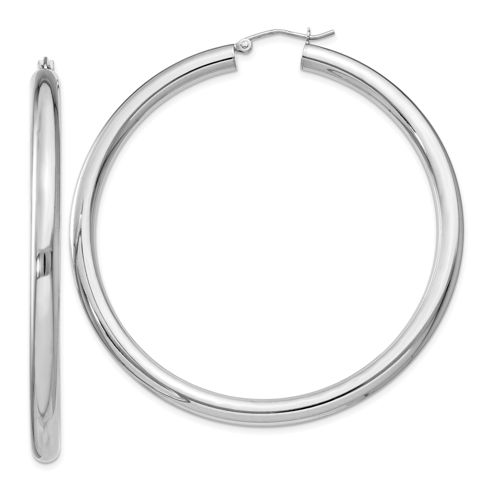 Sterling Silver Rhodium-plated 4mm Round Hoop Earrings Main image