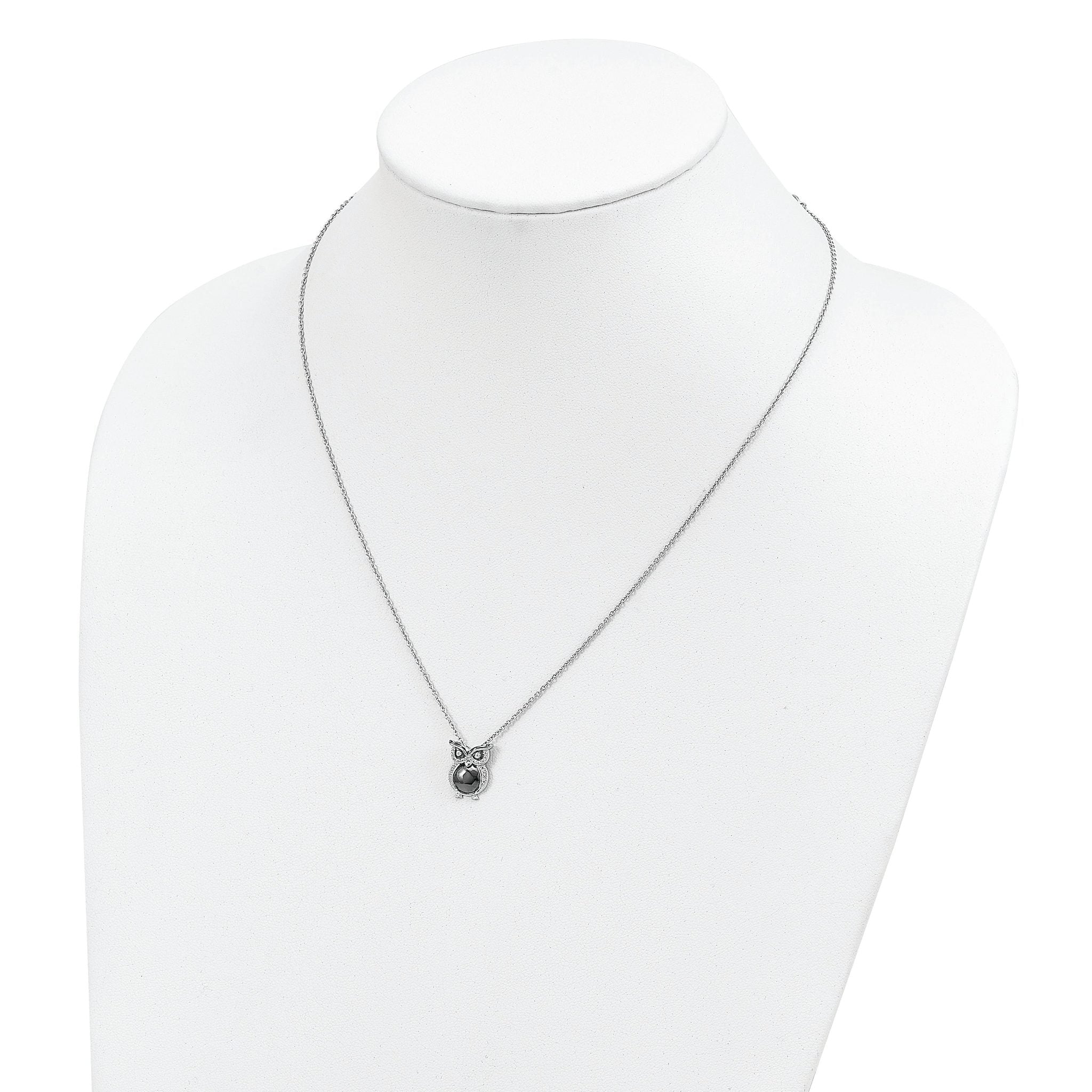 Brilliant Embers Sterling Silver Rhodium-plated 22 Stone 18 inch Micro PavÃƒÆ’Ã†â€™Ãƒâ€šÃ‚Â¢ÃƒÆ’Ã‚Â¢Ãƒâ€šÃ¢â‚¬Å¡Ãƒâ€šÃ‚Â¬ÃƒÆ’Ã¢â‚¬Â¦Ãƒâ€šÃ‚Â¡ CZ Owl Necklace with 2 Inch Extender