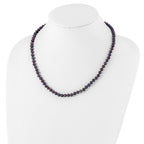 Sterling Silver Rhodium-plated 5-6mm Black Near-Round Freshwater Cultured Pearl 20 inch Necklace