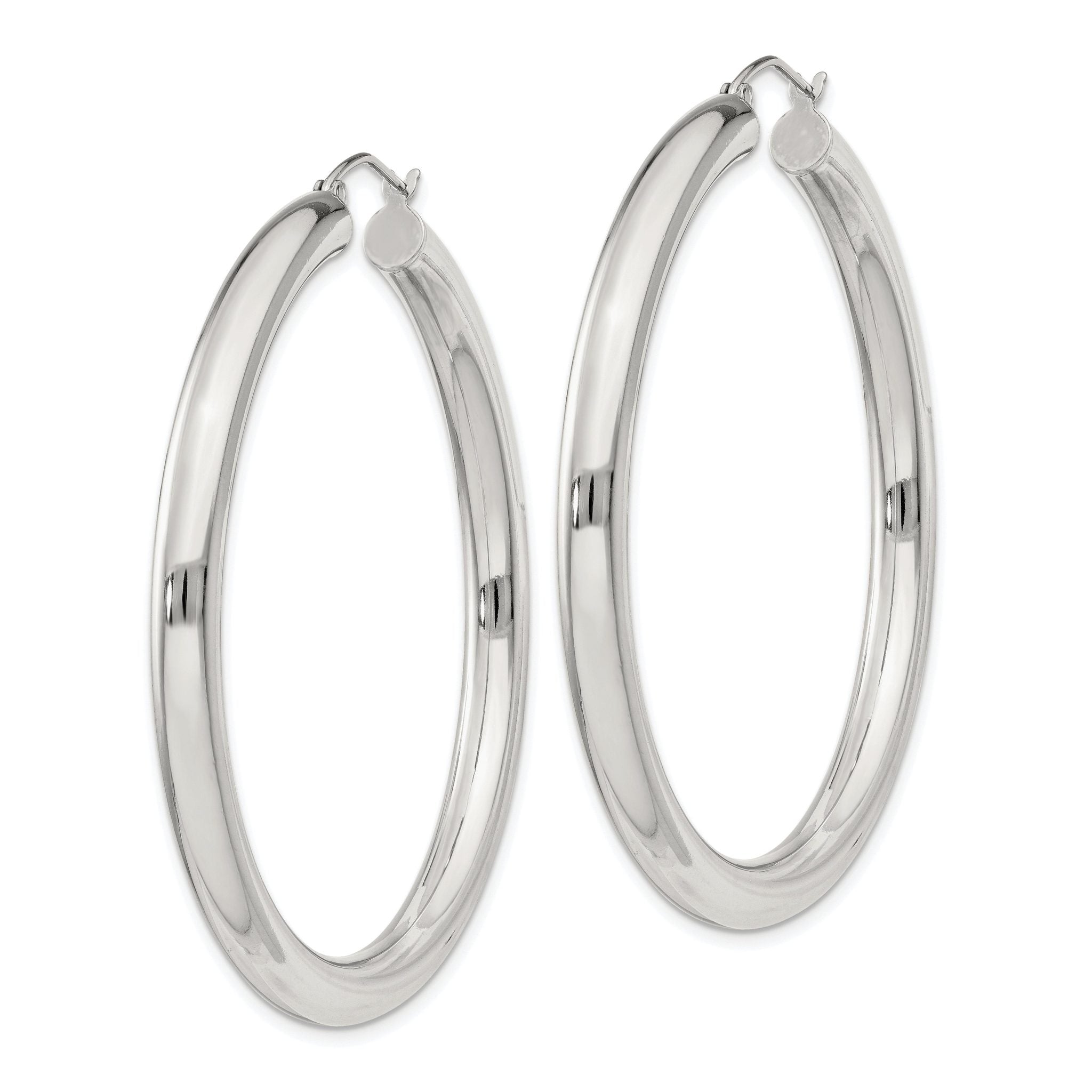 Sterling Silver 4mm Round Hoop Earrings Secondary image