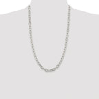 Sterling Silver Rhodium-plated 6.65mm Diamond-cut Long Link Cable Chain