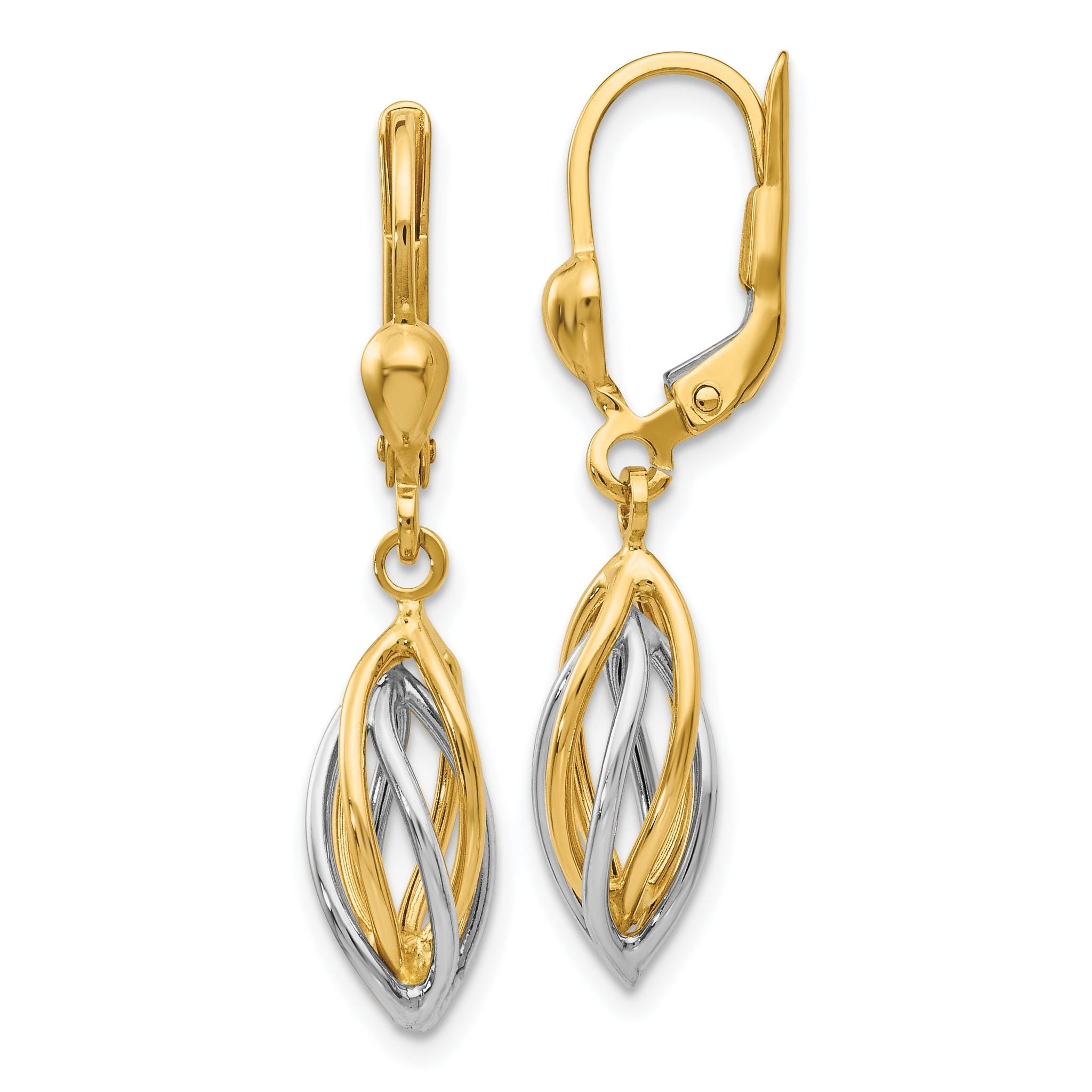 14K Two-Tone Polished Dangle Leverback Earrings Main image