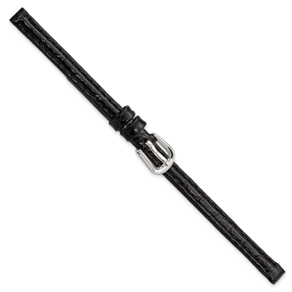 Alligator-Grain Leather Watch Band in Black, 15mm
