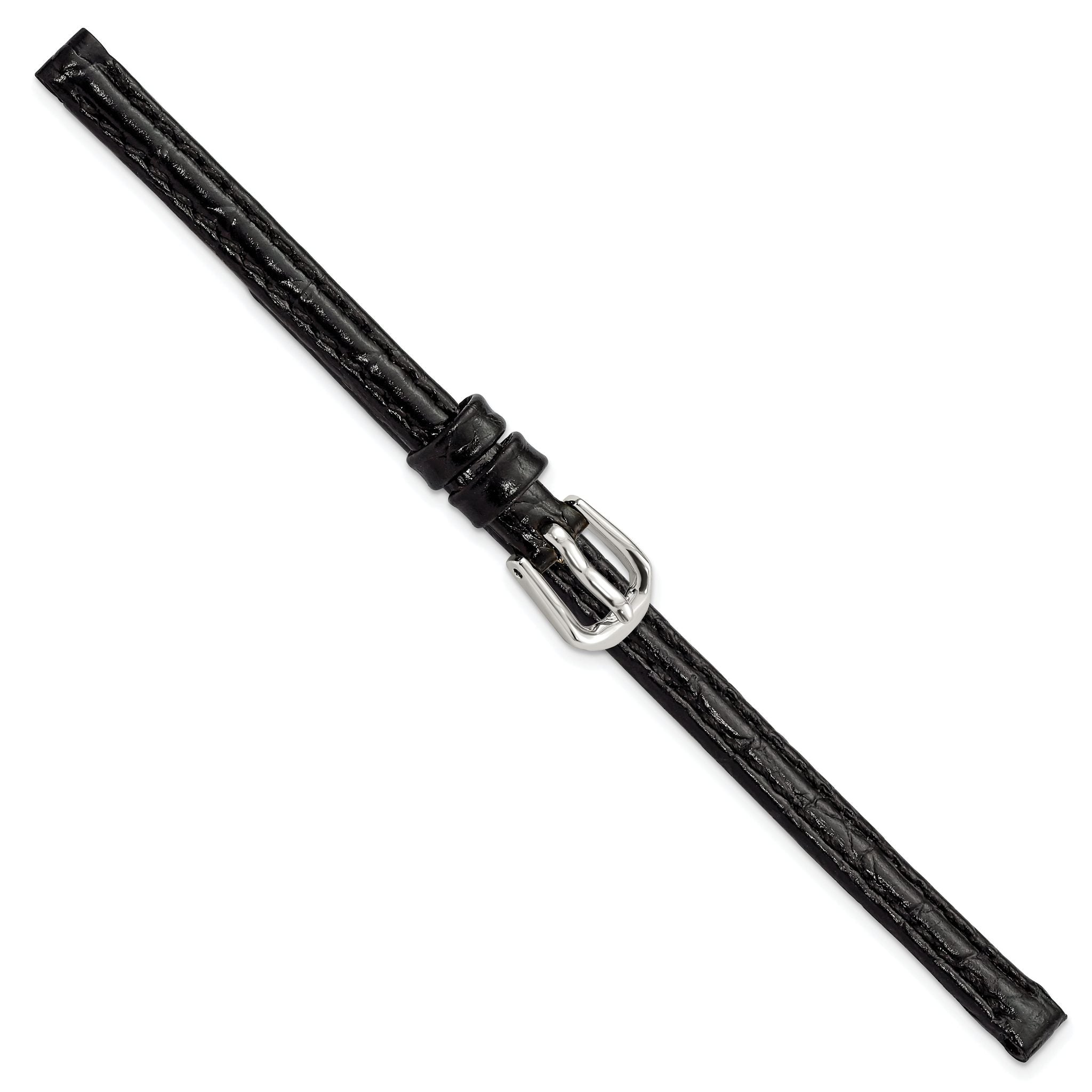 Alligator-Grain Leather Watch Band in Black, 15mm