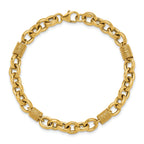 14K Polished and Textured Fancy Link Bracelet