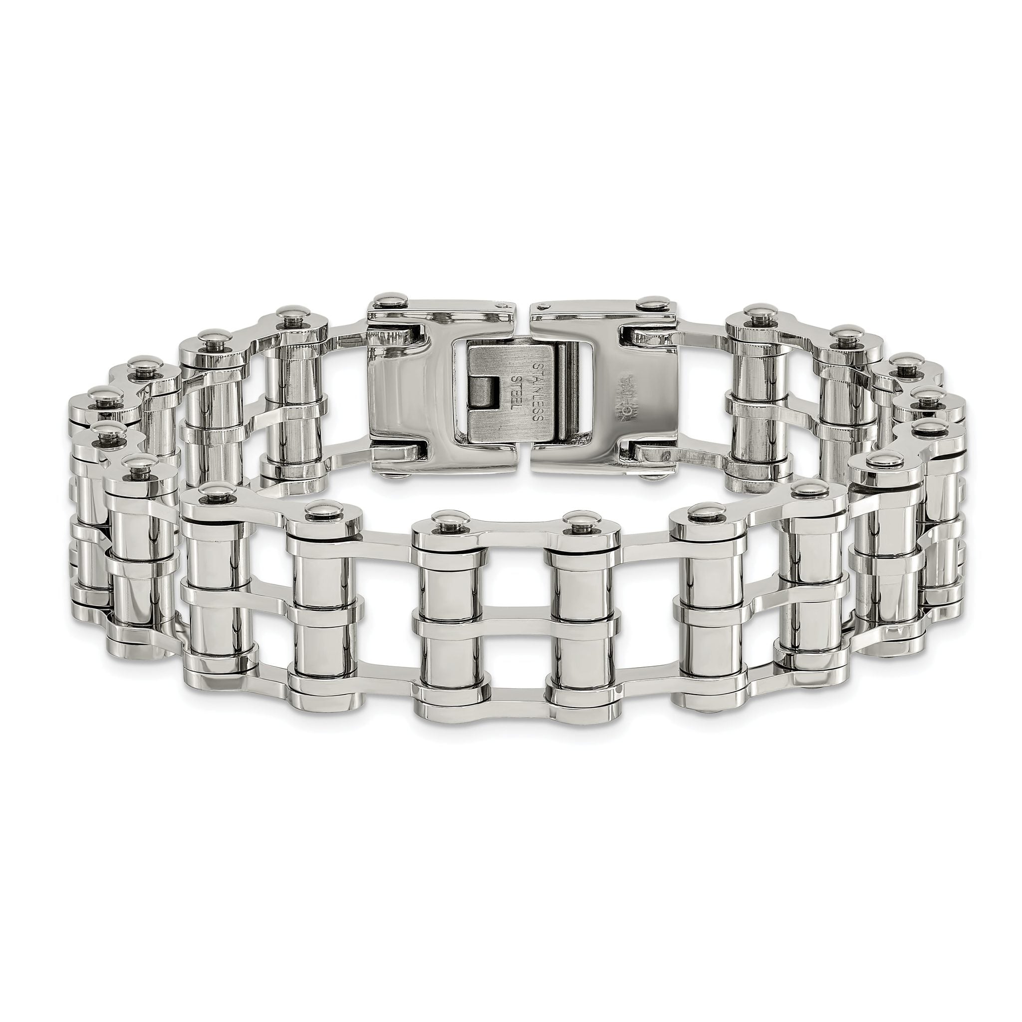 Stainless Steel Polished Barrel Link Bracelet for Men