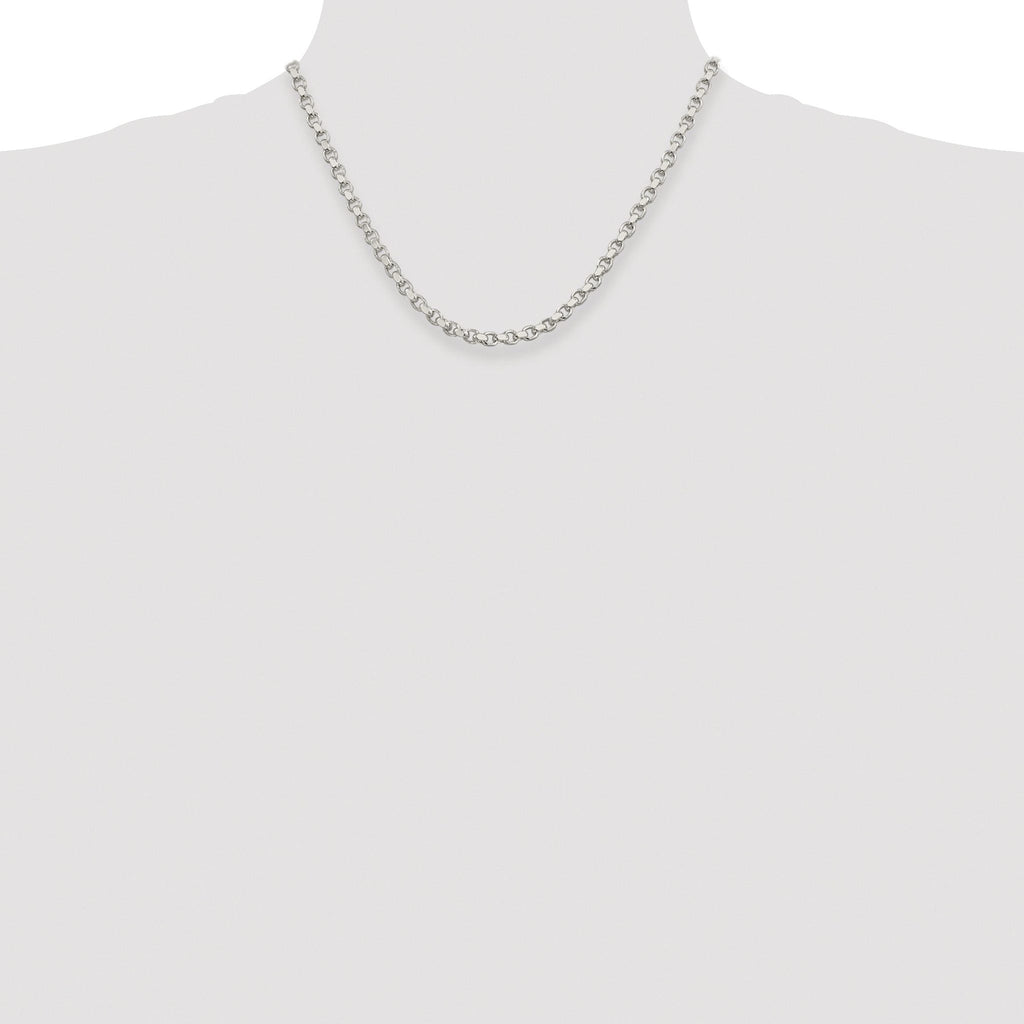 Sterling Silver Rhodium-plated 4mm Diamond-cut Rolo Chain