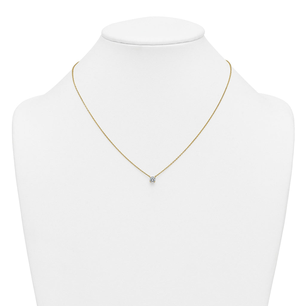 14k 1/2 carat Lab Grown Diamond VS+ F+ Round Complete Four Prong 18 inch Solitaire Necklace