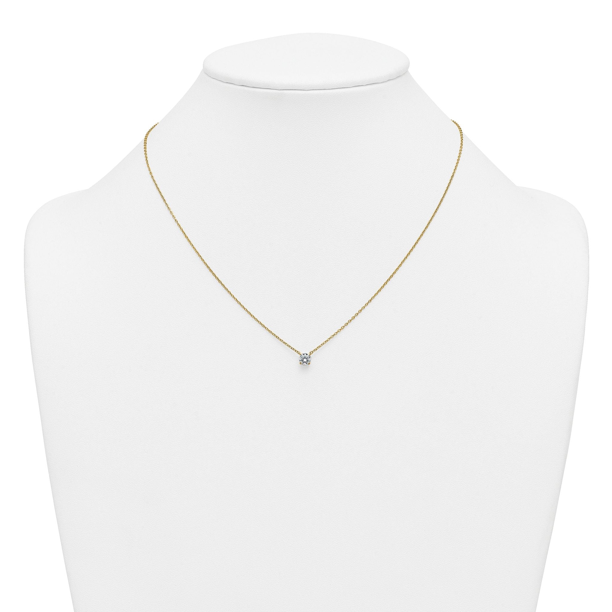 14k 1/2 carat Lab Grown Diamond VS+ F+ Round Complete Four Prong 18 inch Solitaire Necklace