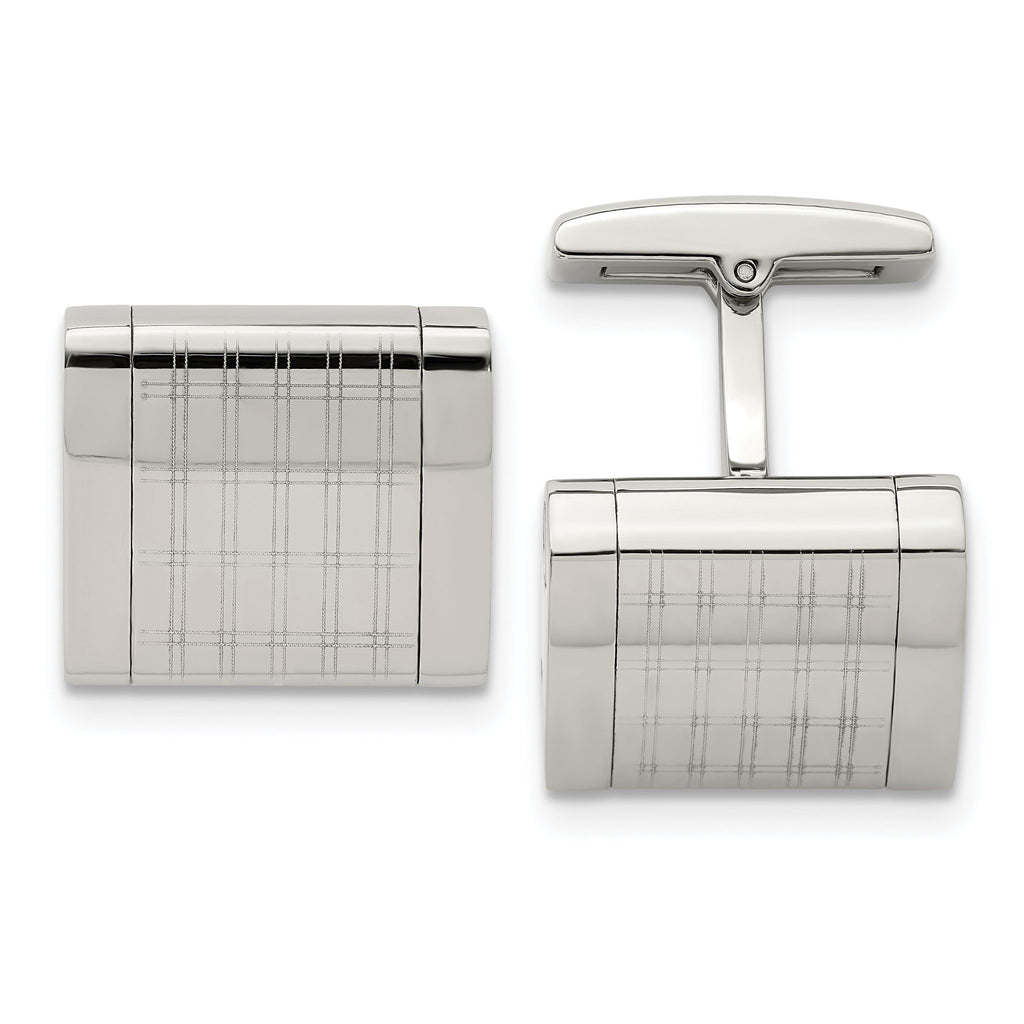 Laser-Design Square Cufflinks in Stainless Steel