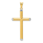 14K Gold Rhodium-Plated 3D Hollow Cross Pendant  Elegant & Detailed Design