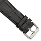 for Apple 38/40mm Smart Watch Black Gator Grain Calfskin Leather with Black Adapters and Stainless Steel Buckle 7.5 inch Watch Band