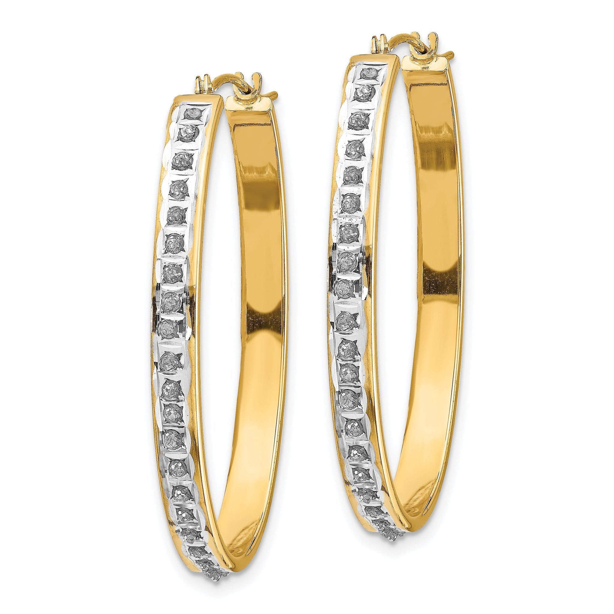 14k Diamond Fascination Oval Hinged Hoop Earrings Secondary image