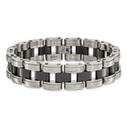 Stainless Steel Brushed and Polished with Black Ceramic Link Bracelet for Men