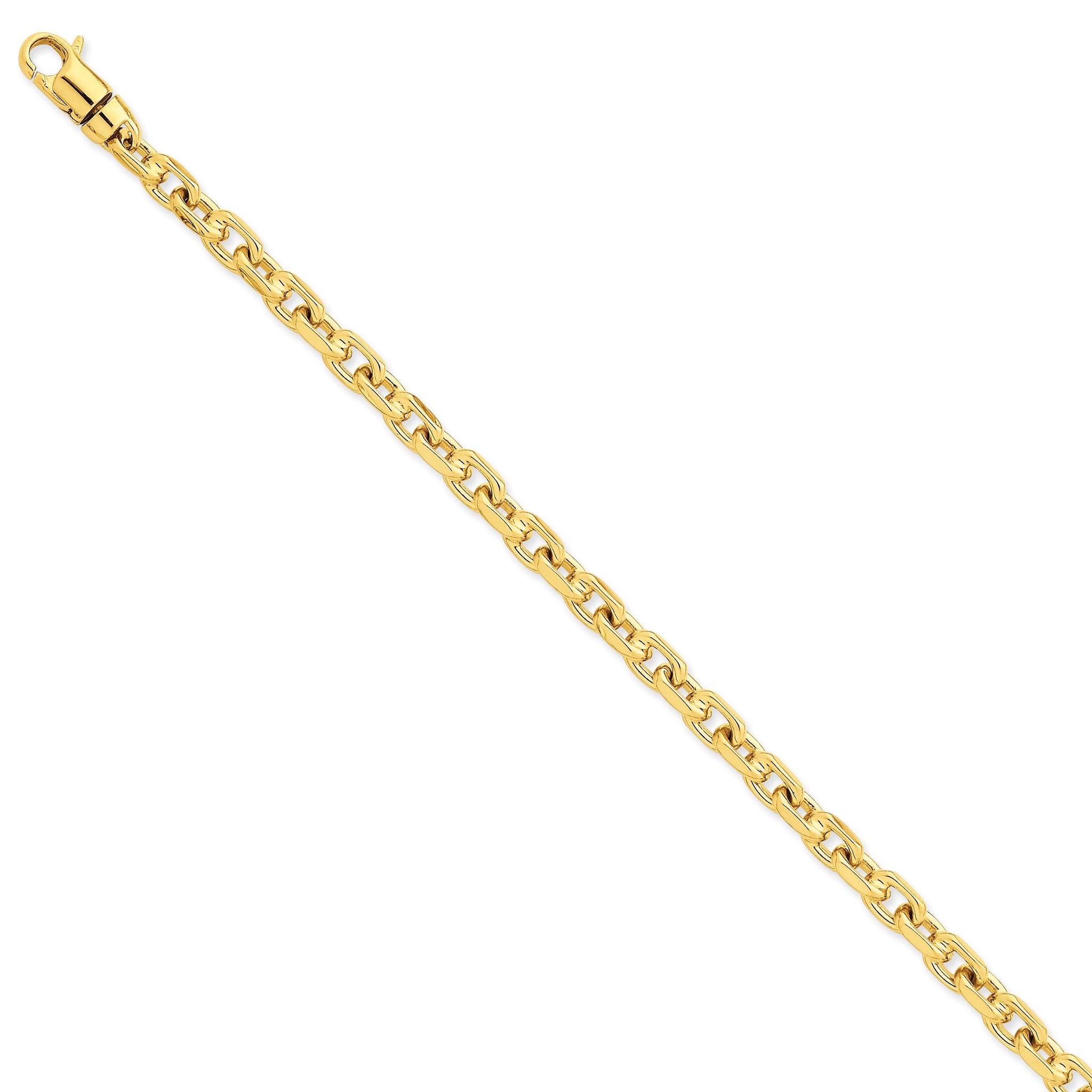 14K Gold Fancy Link Bracelet with Polished 5mm Solid Design