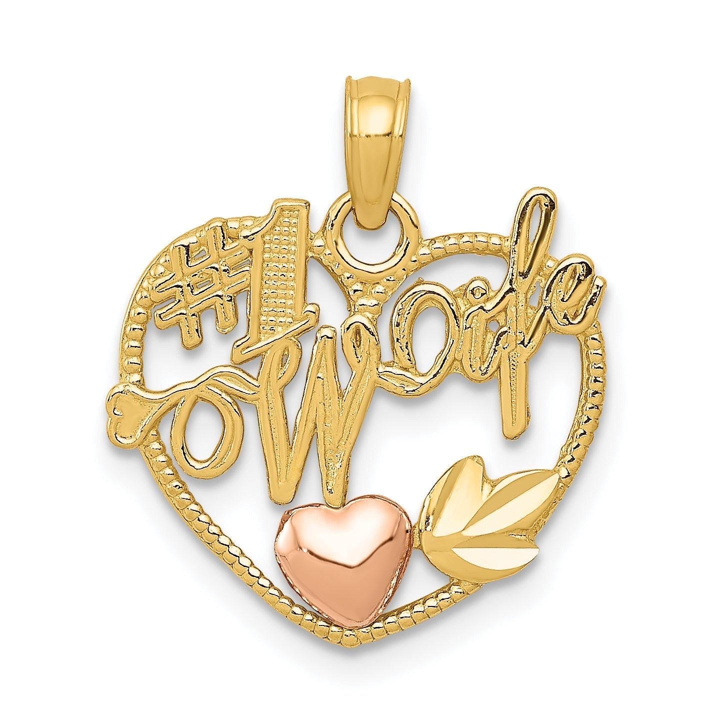 14K Two-Tone Gold Heart Pendant for #1 Wife  Elegant Cast Design Main image