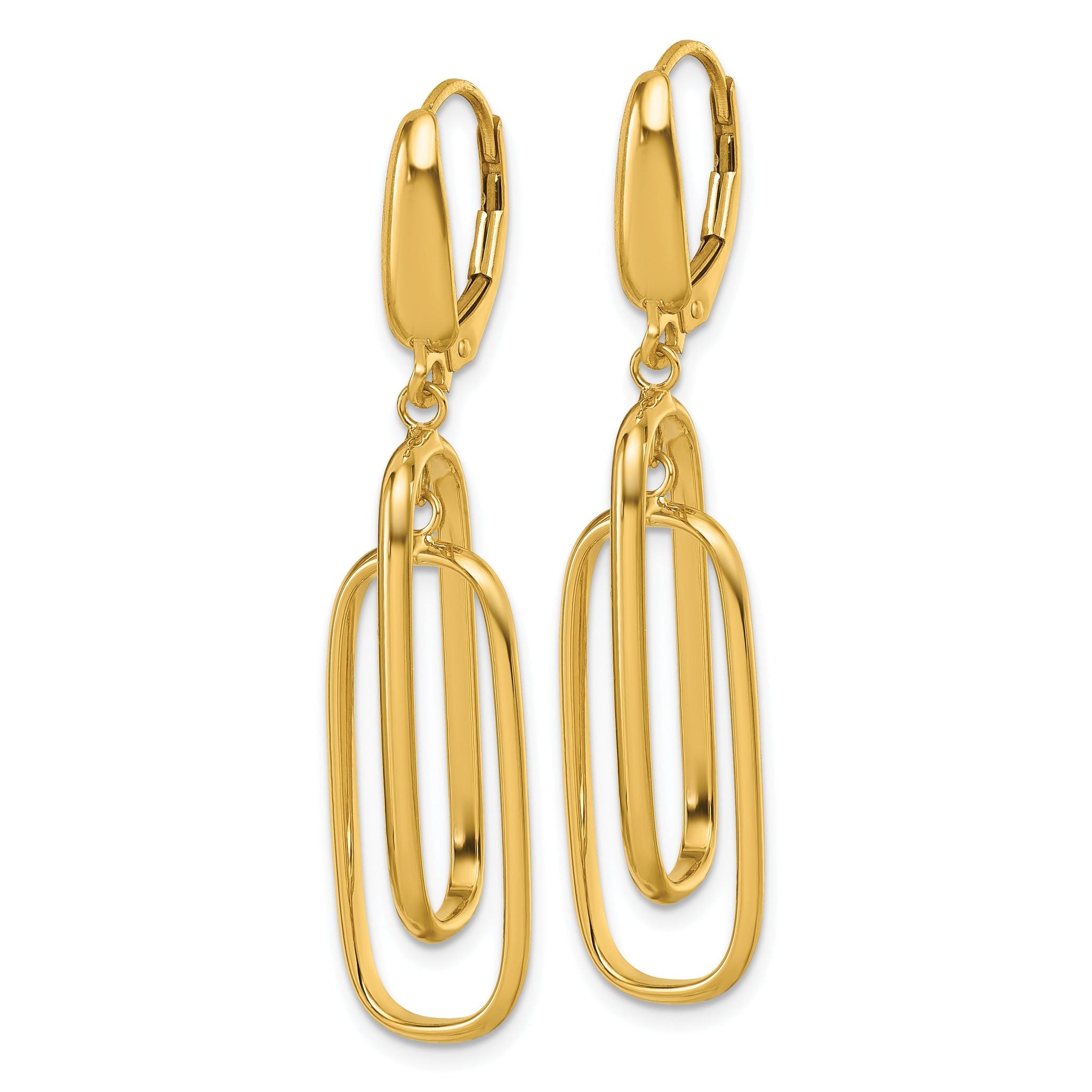 14K Polished Dangle Rectangles Leverback Earrings Secondary image