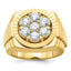14k Men's Polished Satin and Diamond-cut Round 2 Carat AA Quality Diamond Cluster Ring