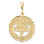 14K Gold RN Pendant with Polished Finish and Textured Back