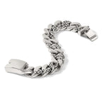 Stainless Steel Polished and Textured Snake Skin Design Curb Bracelet for Men