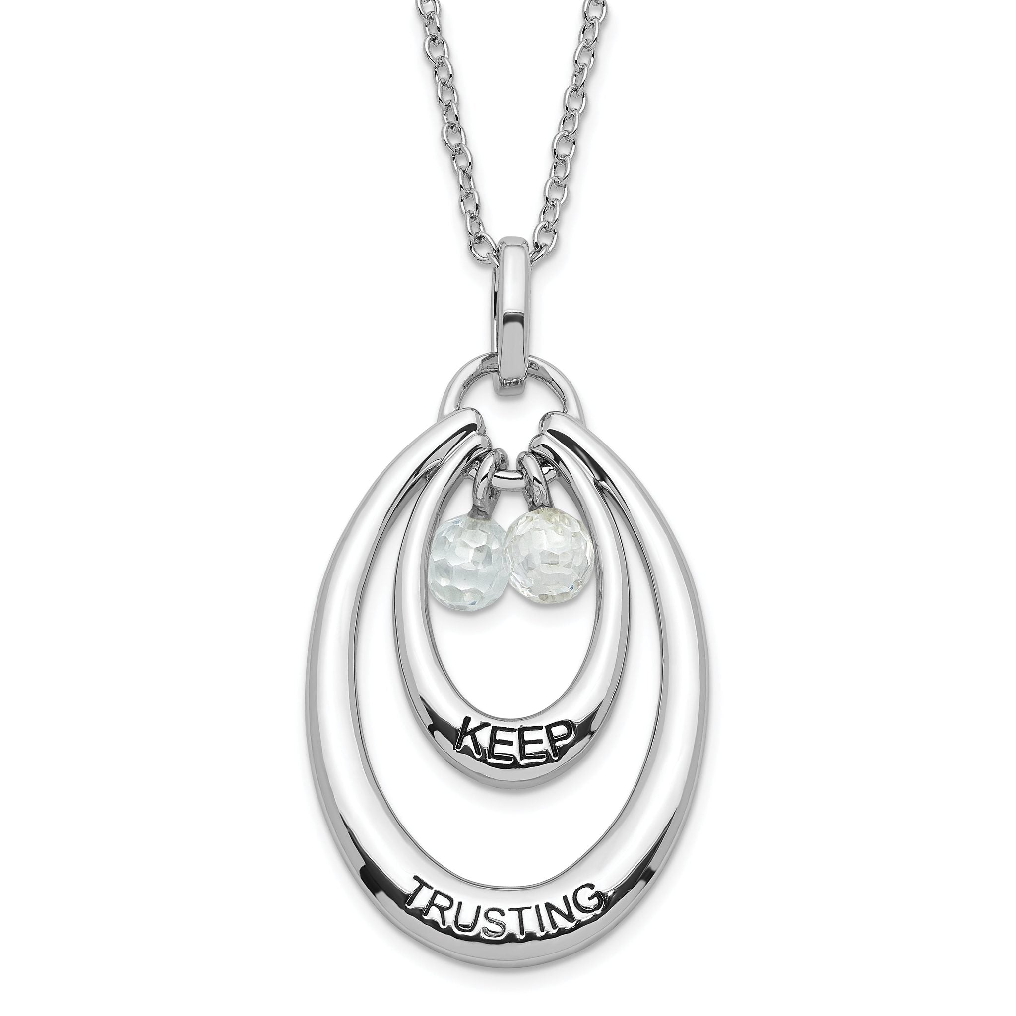 Sterling Silver CZ Pendant Necklace with Polished Antiqued Finish Gift Ready
