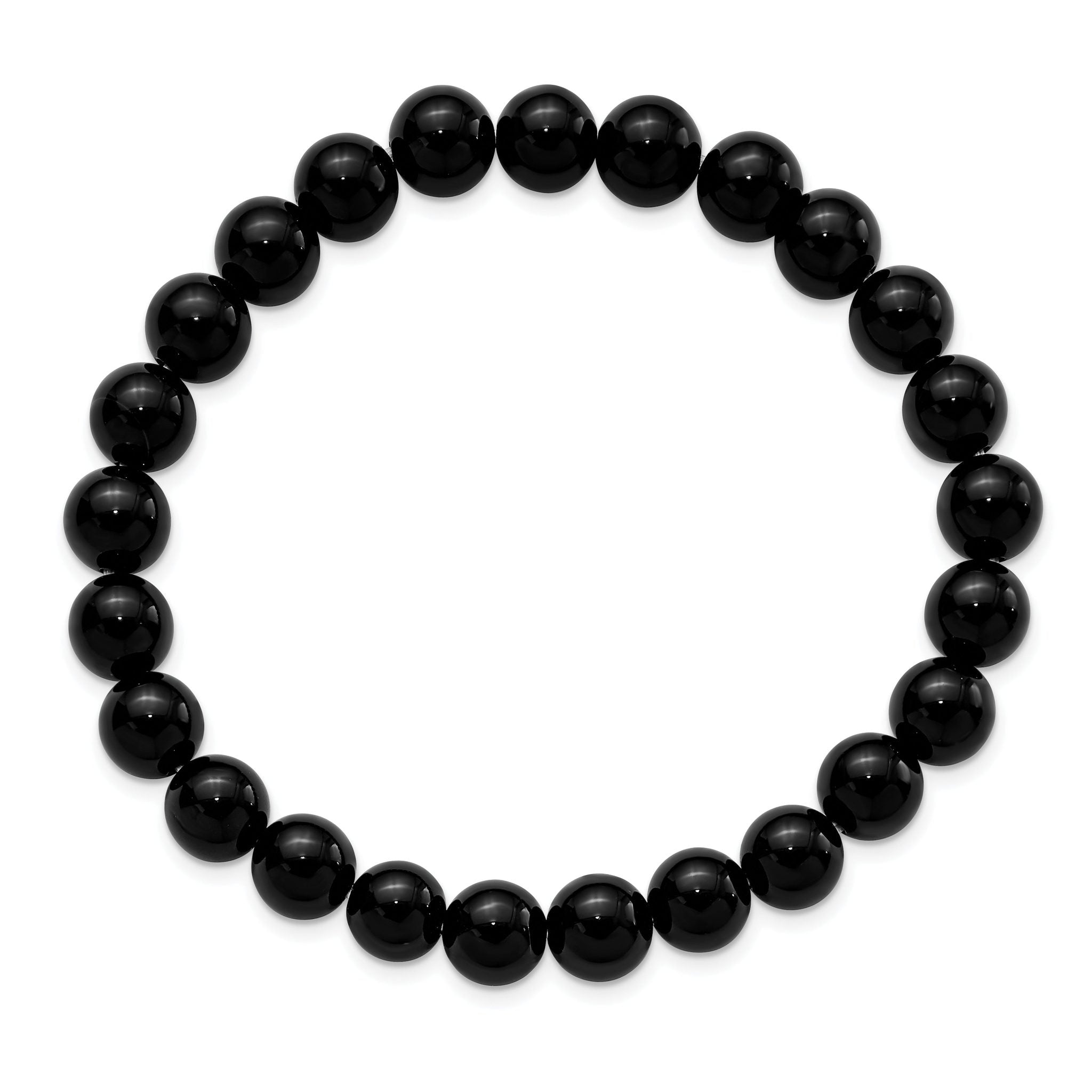 8mm Black Agate Beaded Stretch Bracelet Secondary image