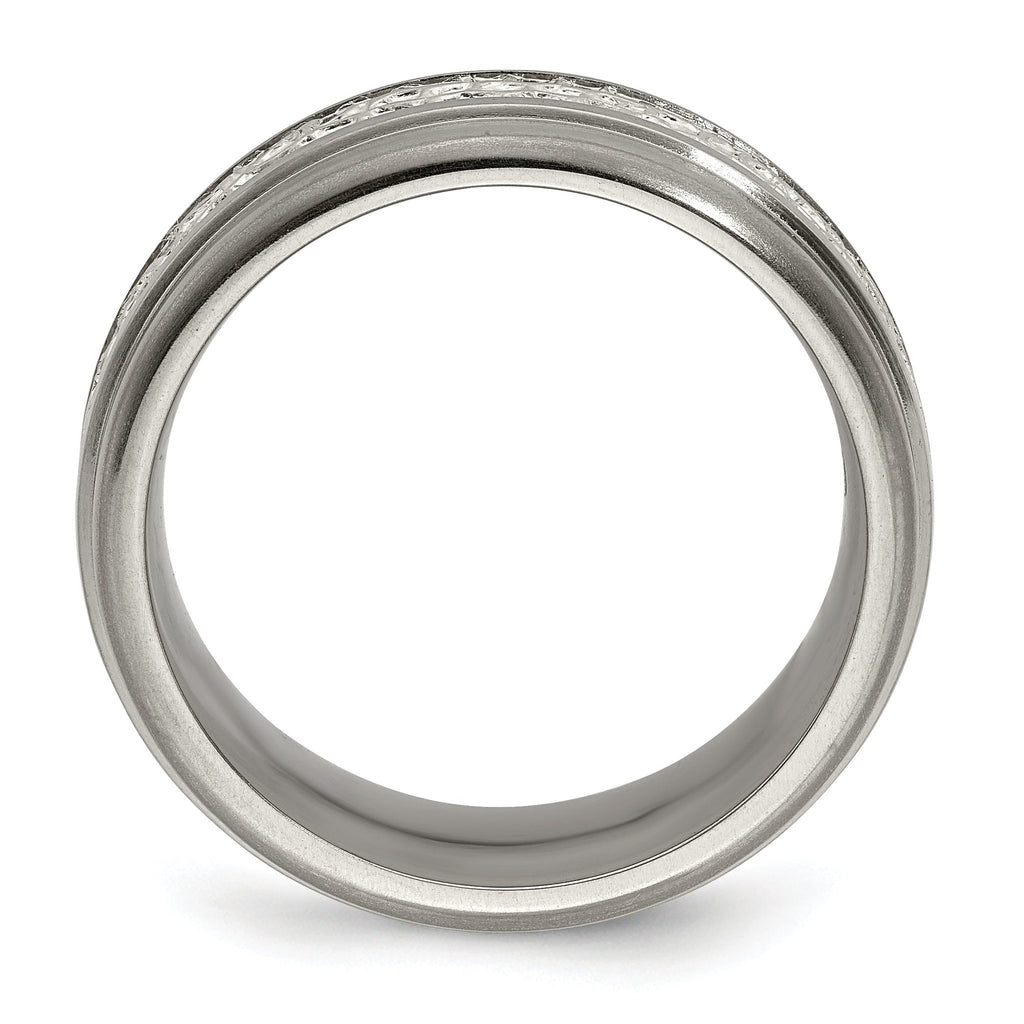 Sophia Jewelers Titanium & Sterling Silver Two-Tone Engravable Wedding Band