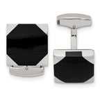 Black Rubber Square Cufflinks in Stainless Steel