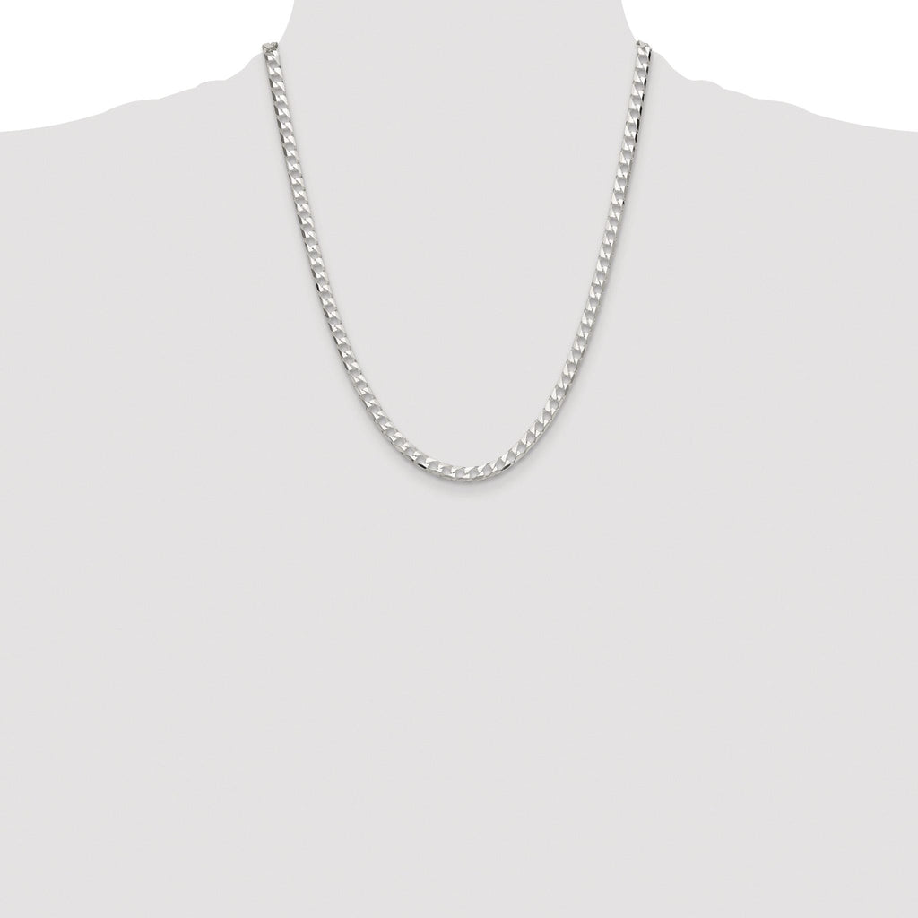 Sterling Silver Rhodium-plated 5mm D/C Square Curb Chain