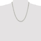 Sterling Silver Rhodium-plated 5mm D/C Square Curb Chain