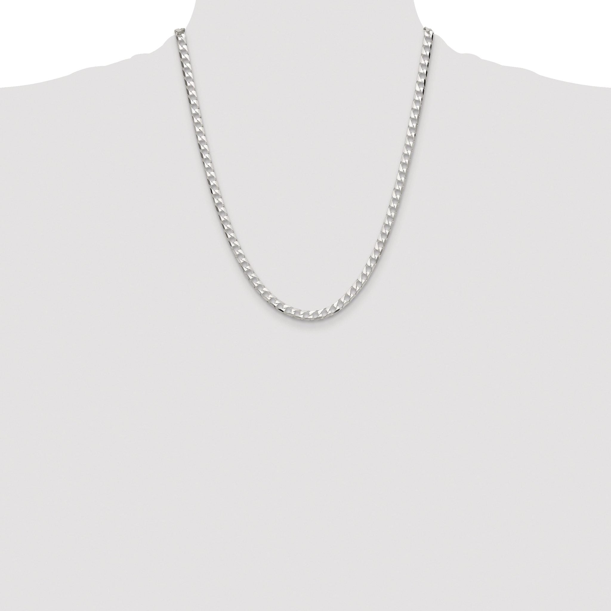 Sterling Silver Rhodium-plated 5mm D/C Square Curb Chain