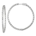 Sterling Shimmer Sterling Silver Rhodium-plated 78 Stone 2.75mm CZ In and Out Round Hinged Hoop Earrings