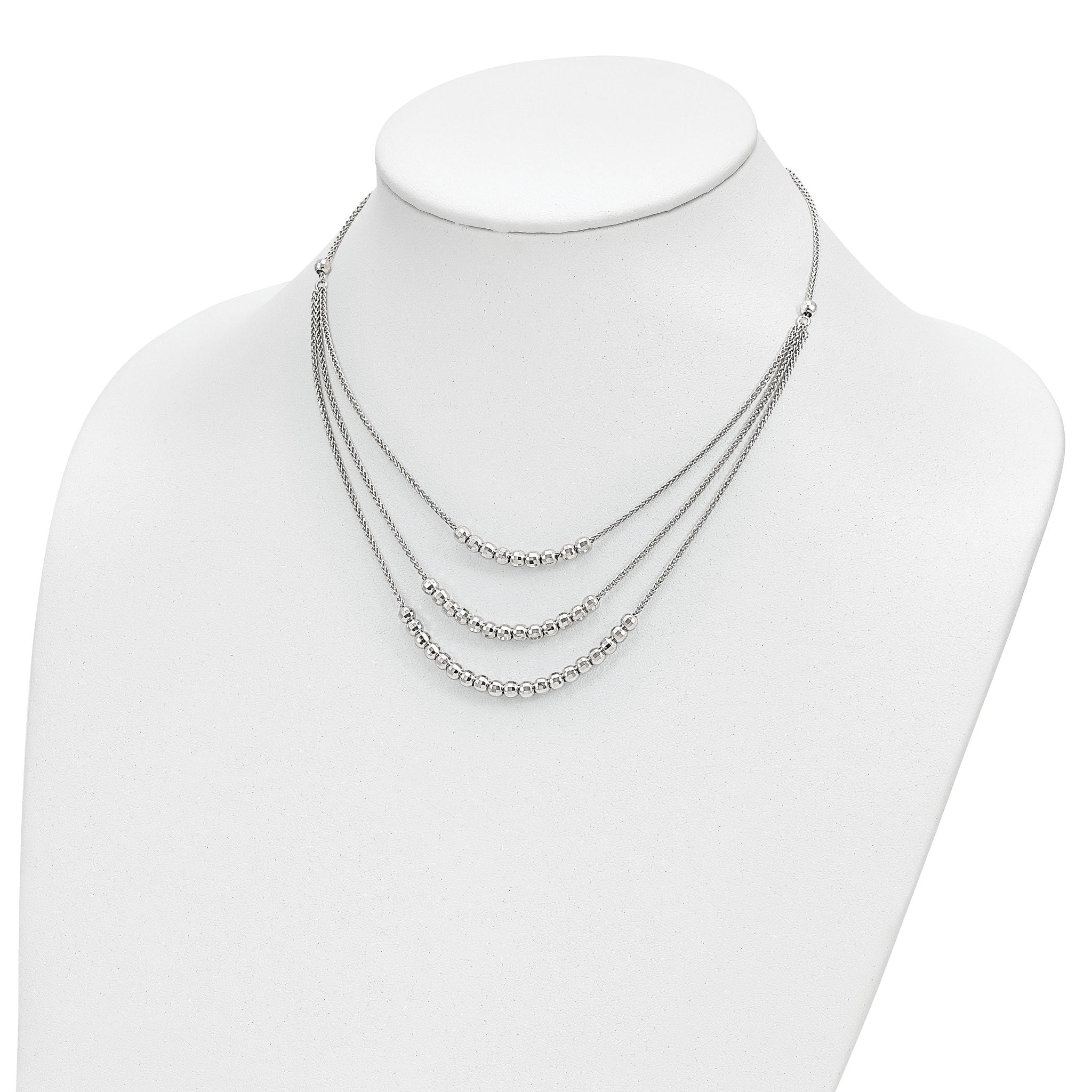 Sterling Silver Rhodium-plated Beaded Multi Layer Necklace Secondary image