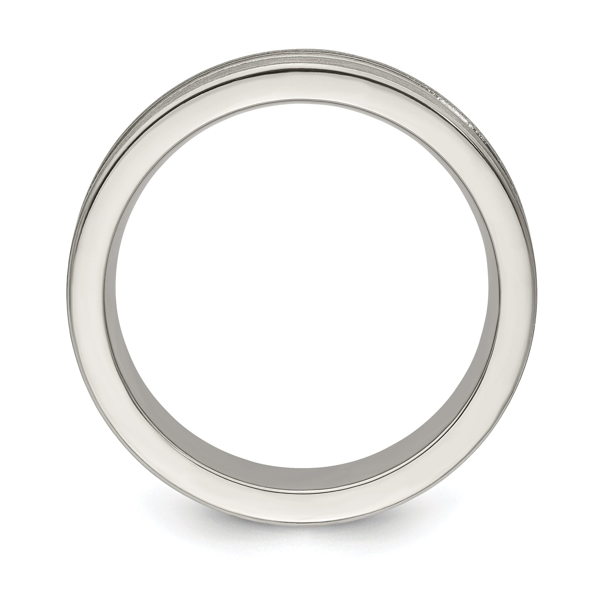 Titanium Wedding Band with Textured Lines and Polished Brushed Finish Secondary image