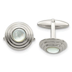 Stainless Steel & Mother of Pearl Circle Cuff Links