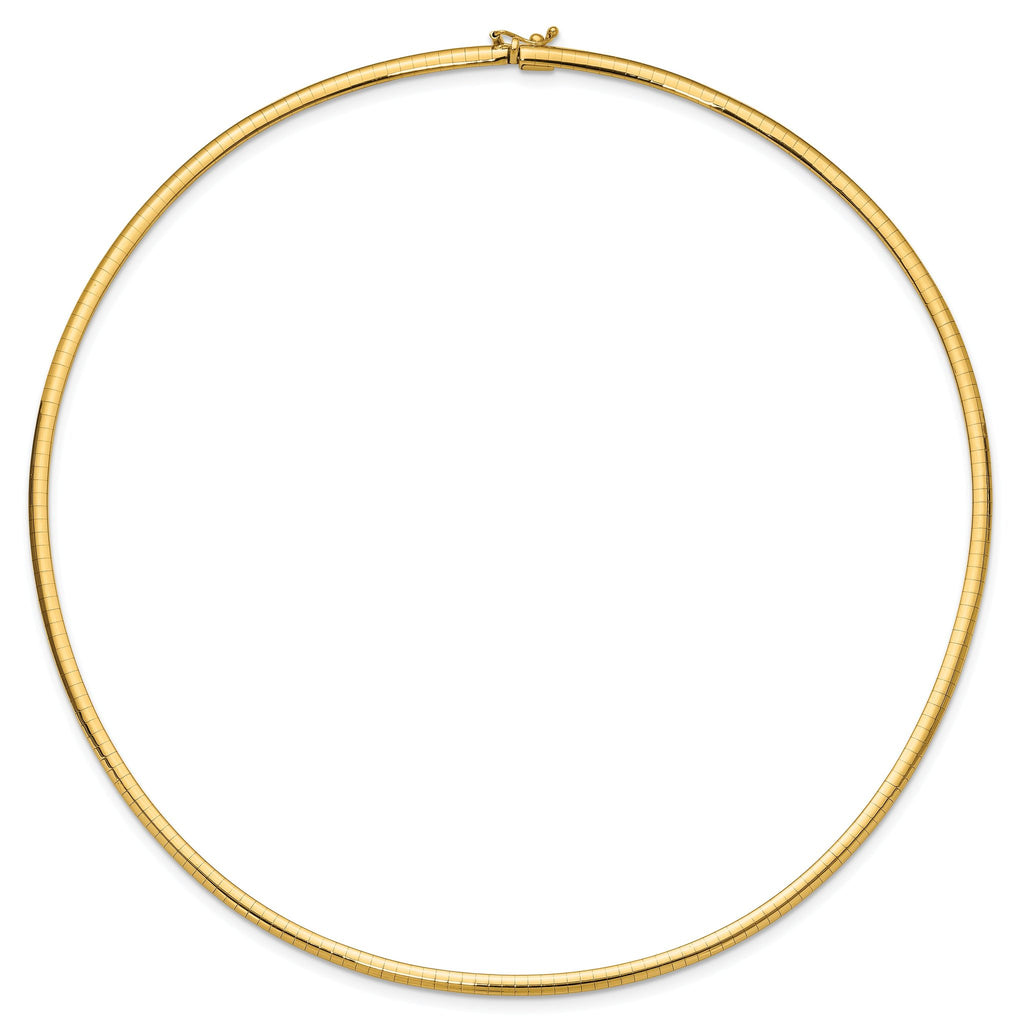 14k Polished 3mm Lightweight 18 inch Domed Omega Necklace