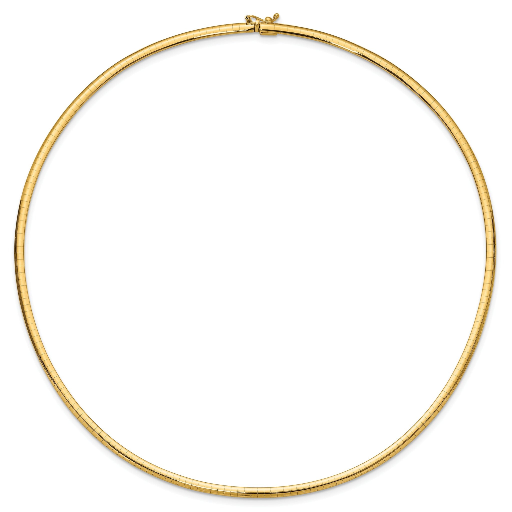 14k Polished 3mm Lightweight 18 inch Domed Omega Necklace