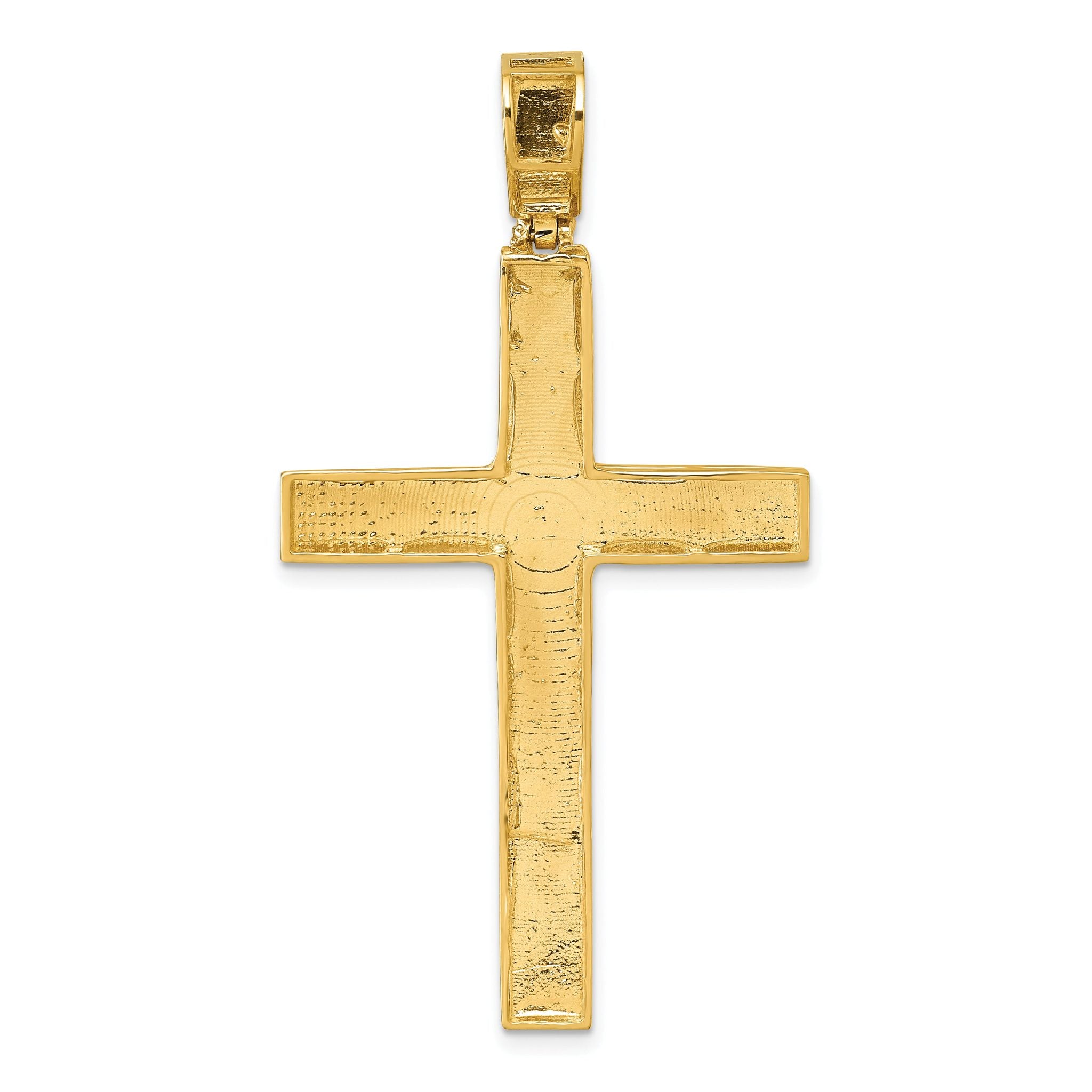 14k Polished Diamond-cut Fancy Latin Cross Pendant