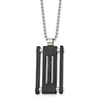 Black IP Rectangle Dog Tag Necklace in Stainless Steel