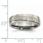 Hammered Comfort-Fit Wedding Band in Titanium, 6mm