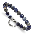 Stainless Steel Antiqued & Polished Sodalite with ext Bracelet
