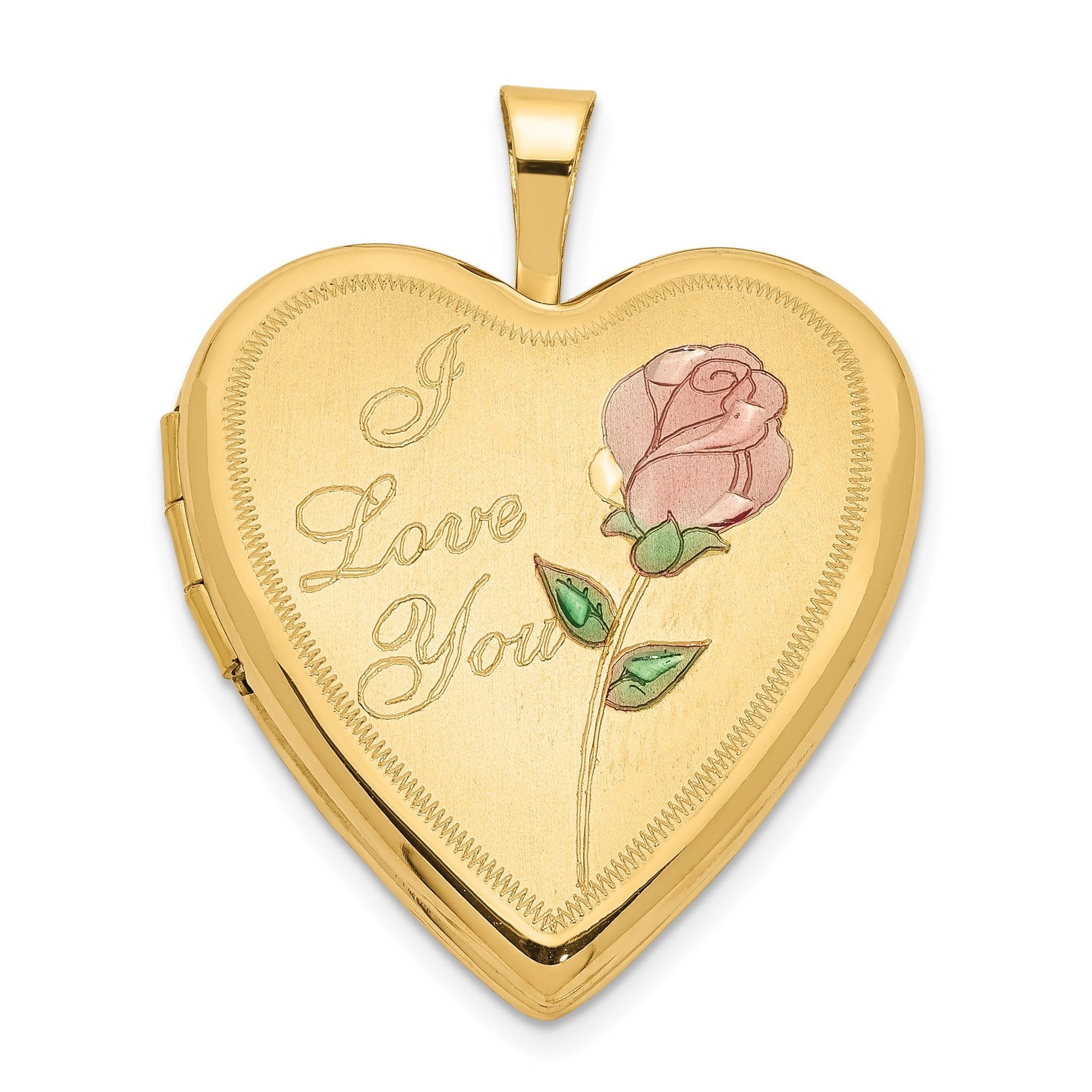 14K 20mm Enameled Rose I LOVE YOU Heart Locket Main image
