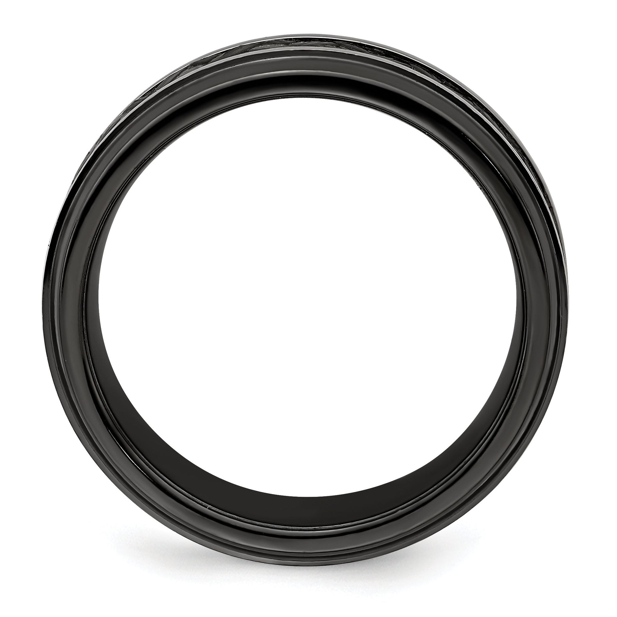 Edward Mirell Polished Titanium Men's Ring with Black Carbon Fiber Secondary image