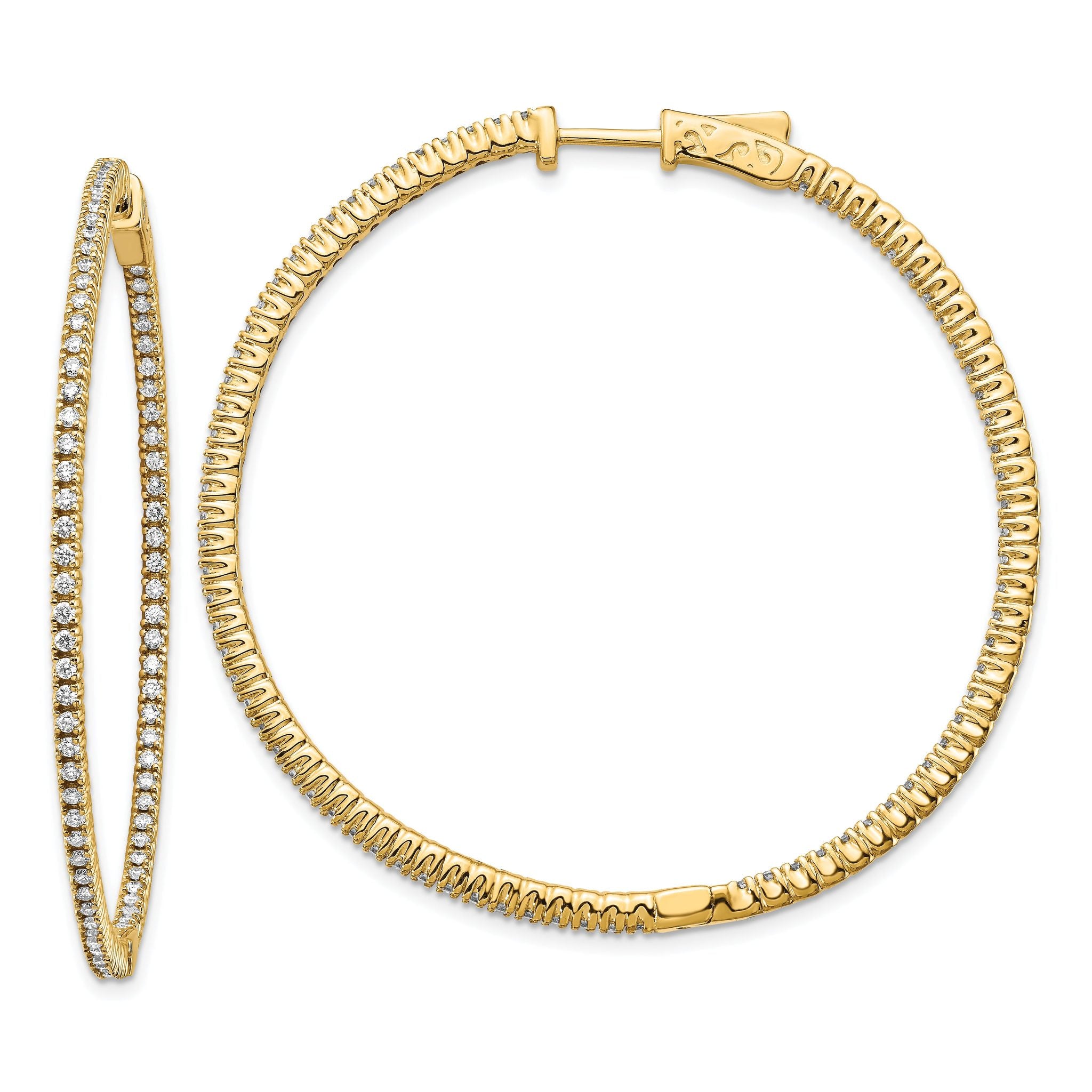 14k Diamond Round Hoop w/Safety Clasp Earrings Main image